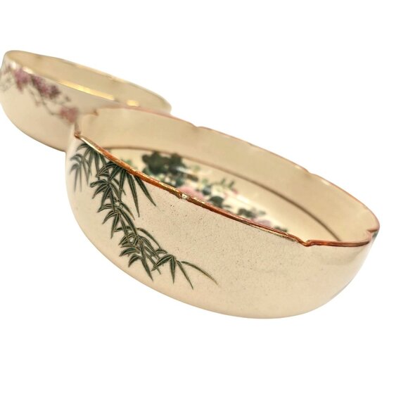 Vintage Japanese Hand-Painted Ceramic Bowls With Floral Landscape Designs je189 - Picture 10 of 16